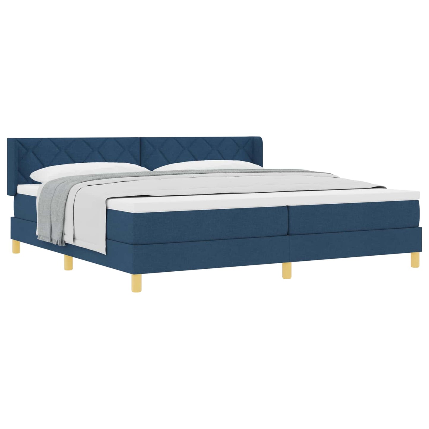 vidaXL Κρεβάτι με ελατήρια με κεφαλάρι Μπλε 200 x 200 cm ύφασμα
