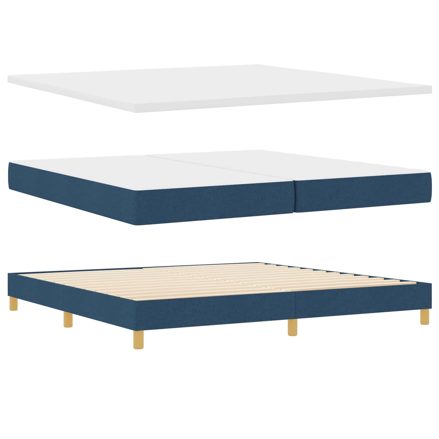 vidaXL Κρεβάτι με ελατήρια με κεφαλάρι Μπλε 200 x 200 cm ύφασμα