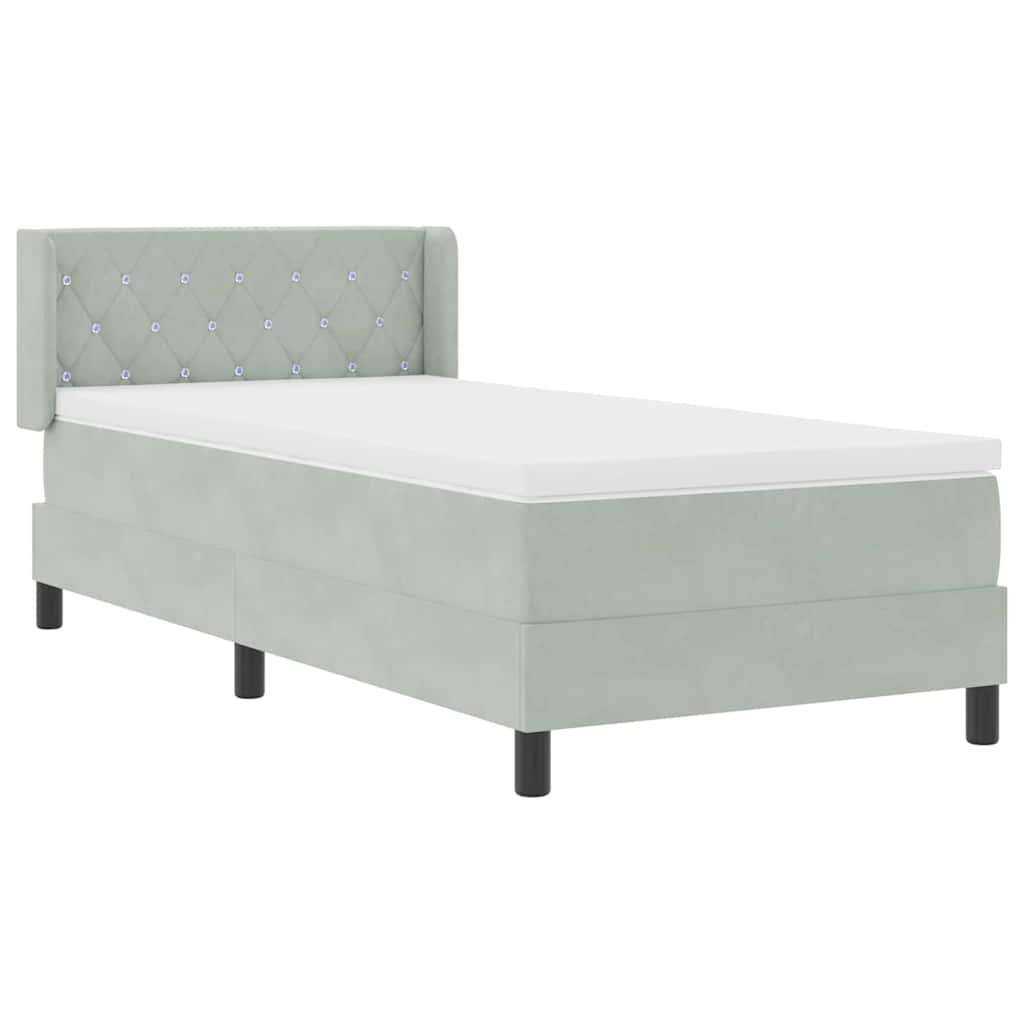 κρεβάτι Box Spring με στρώμα light grey 90x200 cm Βελούδο