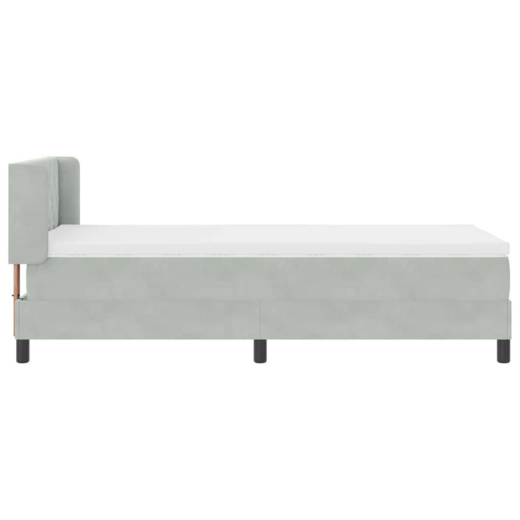 κρεβάτι Box Spring με στρώμα light grey 90x200 cm Βελούδο