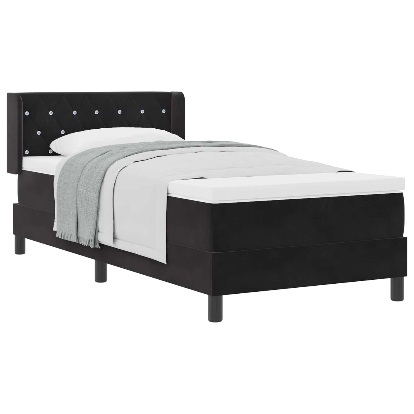 vidaXL Κρεβάτι με ελατήρια με κεφαλάρι Μαύρο 200 x 100 cm Βελούδο