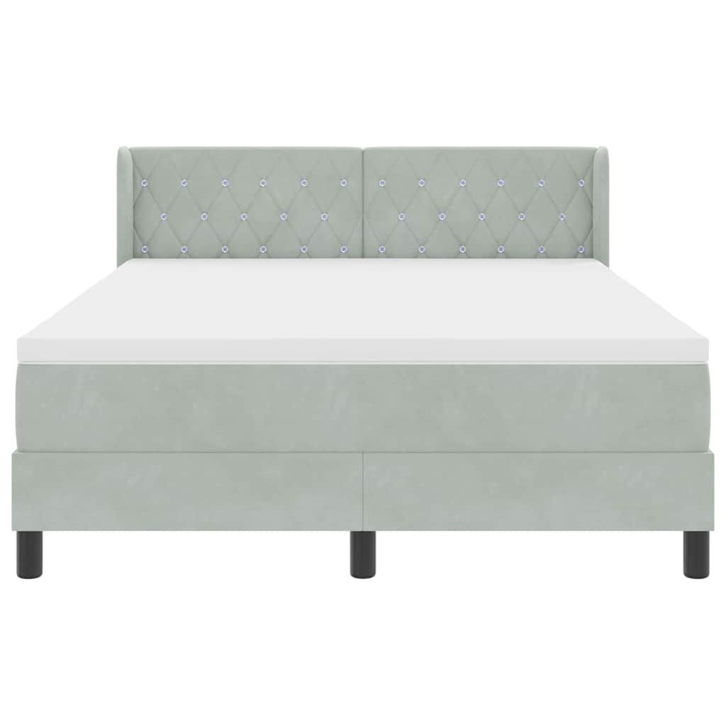 κρεβάτι box spring με μαξιλάρι vidaXL ανοιχτό γκρι 140x190 εκ. βελούδο