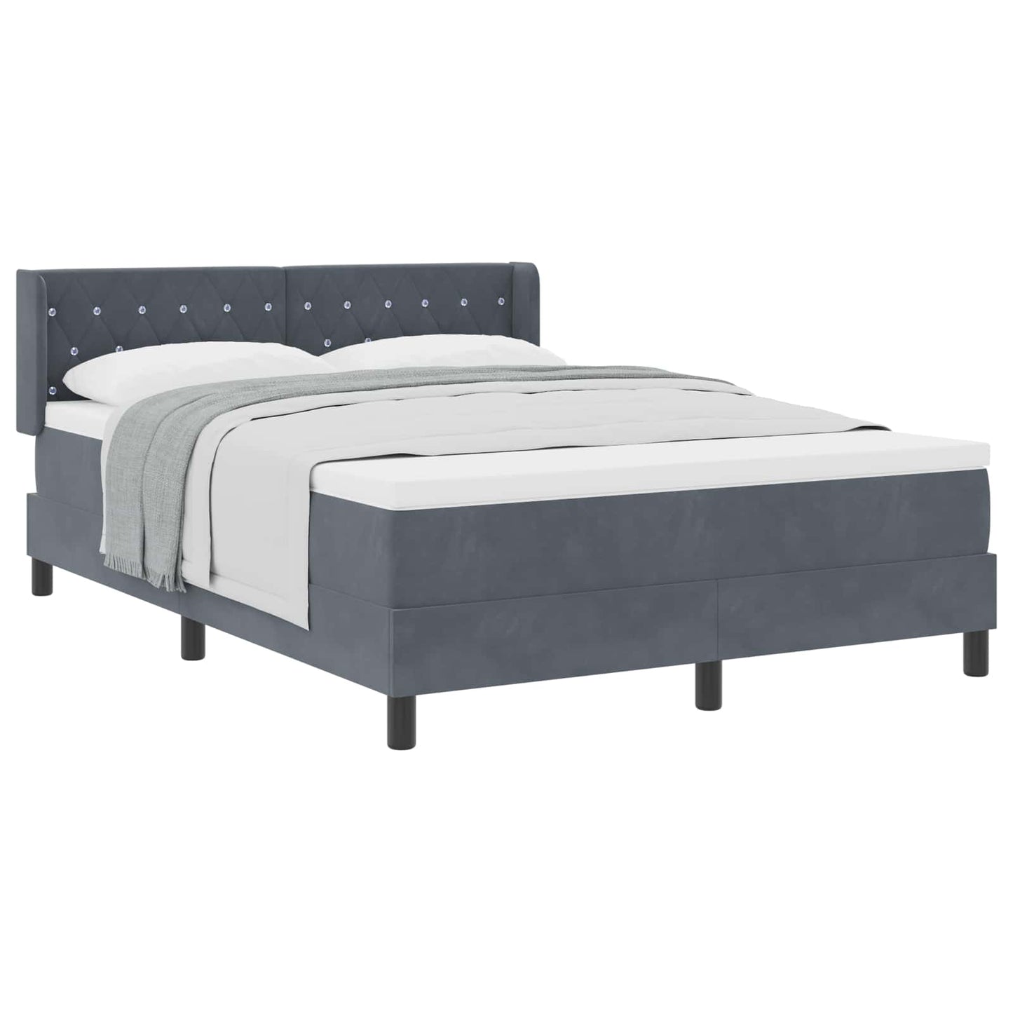 vidaXL Κρεβάτι με ελατήρια Σκούρο Γκρι 200 x 140 cm Βελούδο