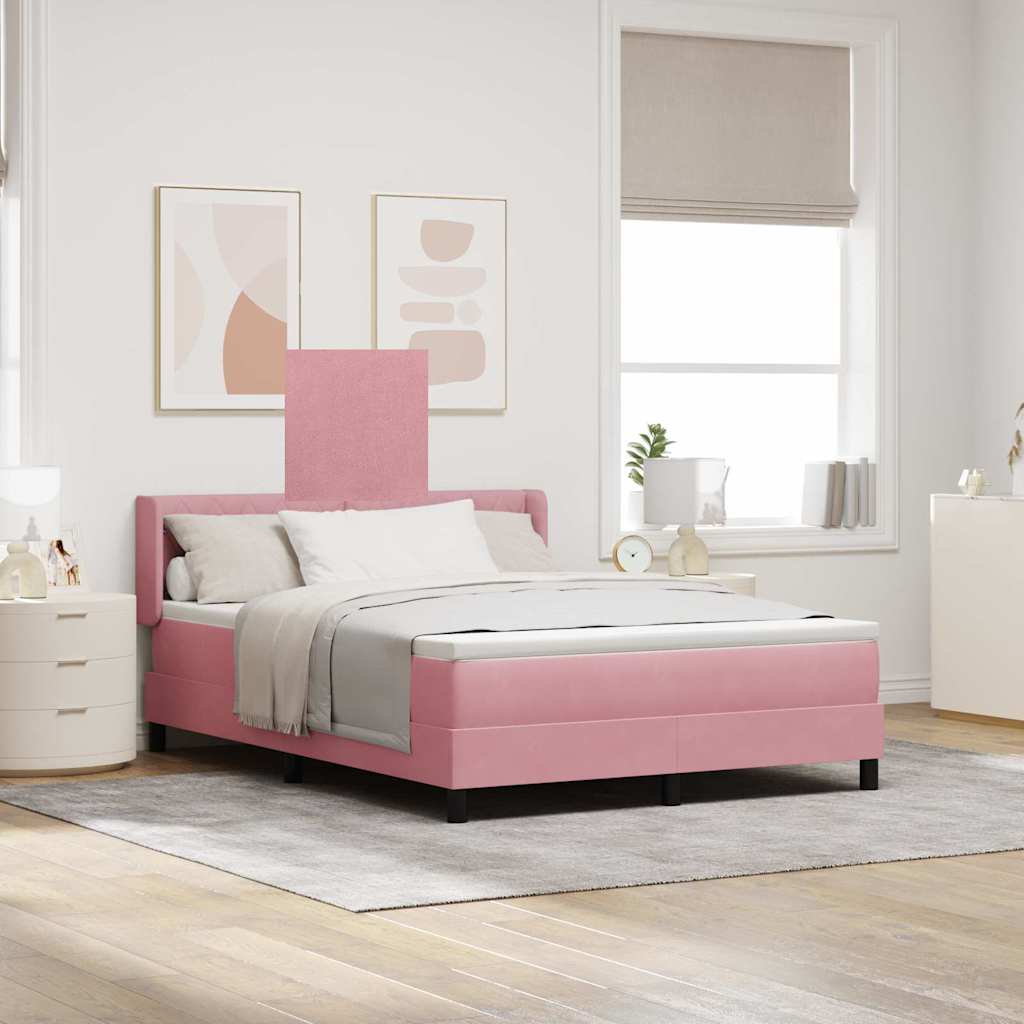vidaXL Κρεβάτι με ελατήρια με κεφαλάρι Ροζ 200 x 140 cm Βελούδο