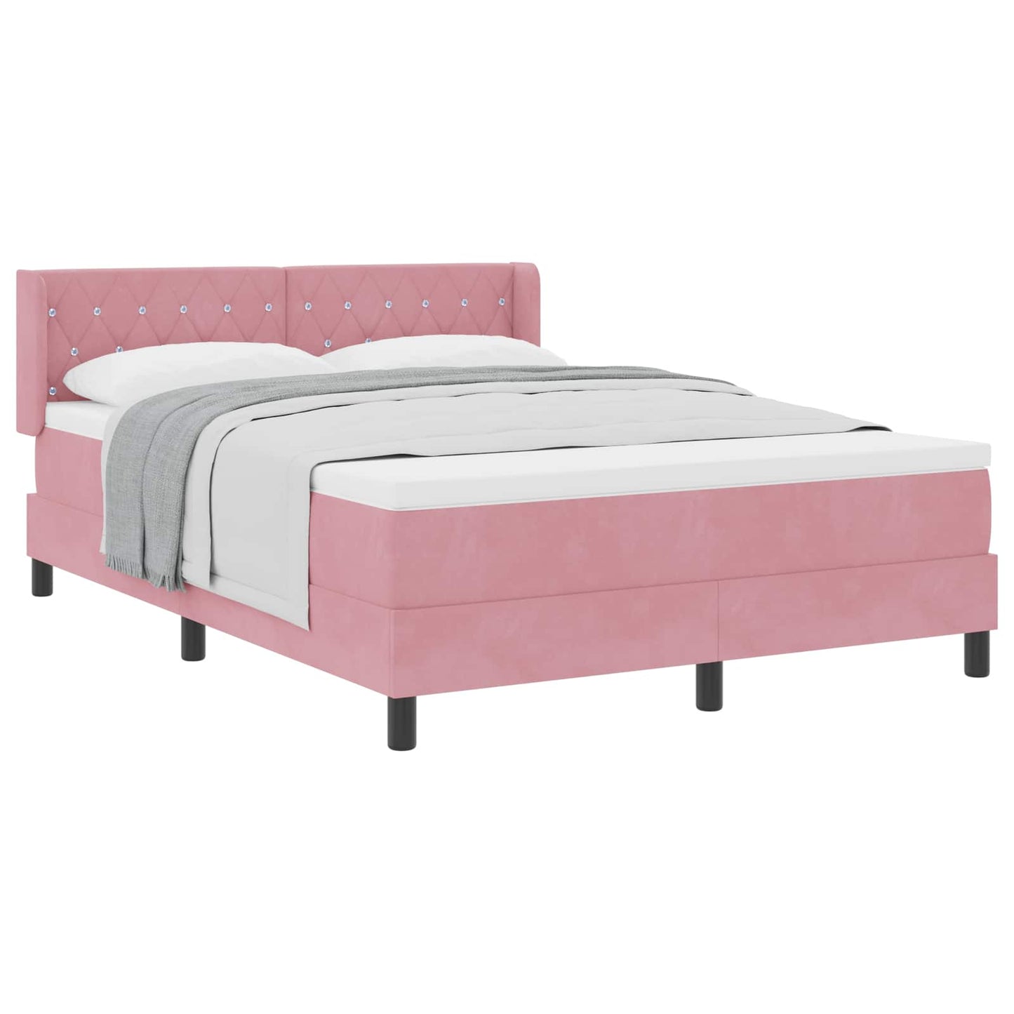 vidaXL Κρεβάτι με ελατήρια με κεφαλάρι Ροζ 200 x 140 cm Βελούδο