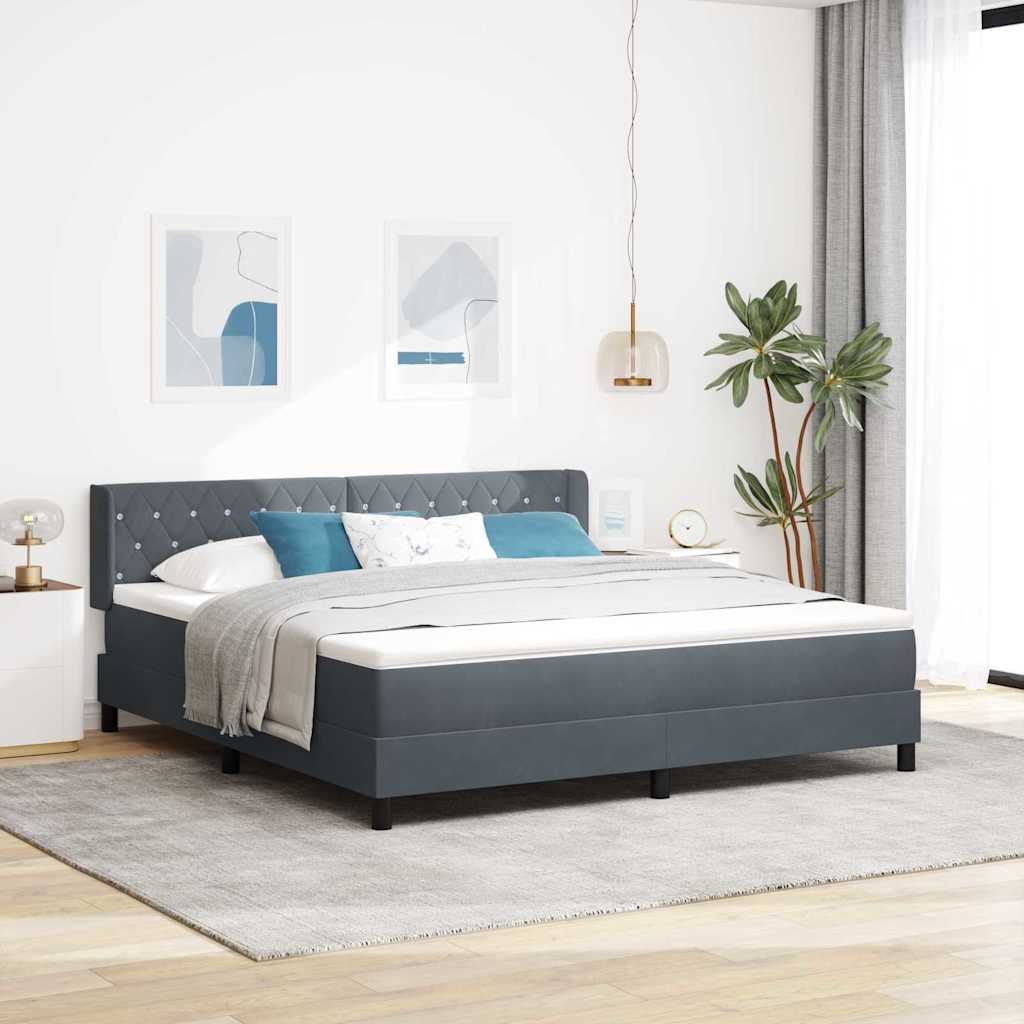 vidaXL Κρεβάτι με ελατήρια Σκούρο Γκρι 200 x 180 cm Βελούδο
