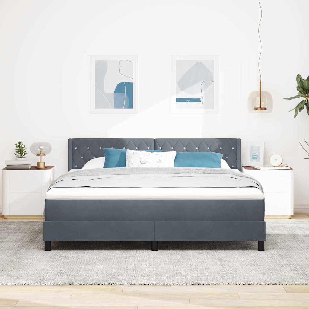 vidaXL Κρεβάτι με ελατήρια Σκούρο Γκρι 200 x 180 cm Βελούδο