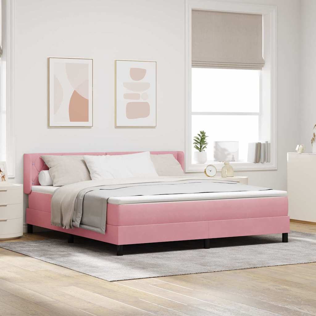 vidaXL Κρεβάτι με ελατήρια με κεφαλάρι Ροζ 200 x 180 cm Βελούδο