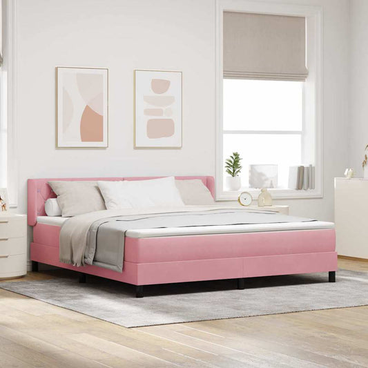 vidaXL Κρεβάτι με ελατήρια με κεφαλάρι Ροζ 200 x 180 cm Βελούδο