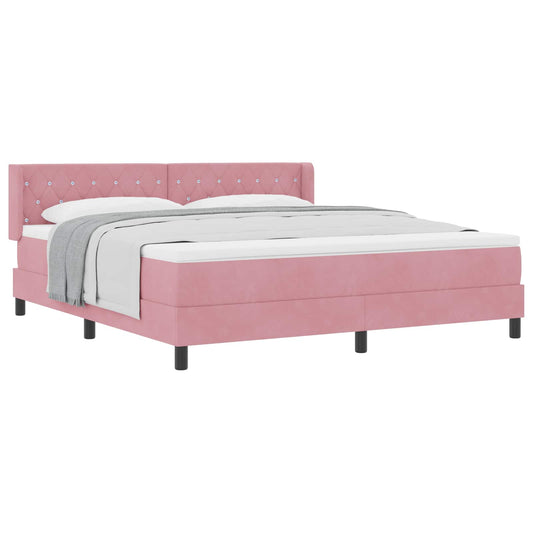 vidaXL Κρεβάτι με ελατήρια με κεφαλάρι Ροζ 200 x 180 cm Βελούδο