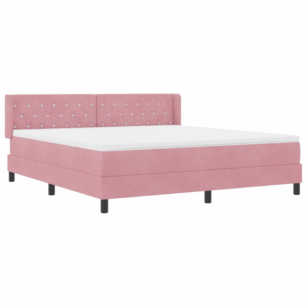 vidaXL Κρεβάτι με ελατήρια με κεφαλάρι Ροζ 200 x 180 cm Βελούδο