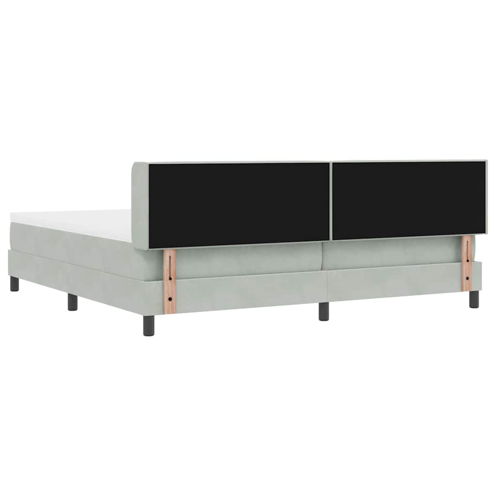 vidaXL Κρεβάτι με ελατήρια Ανοιχτό γκρι 200 x 200 cm Βελούδο