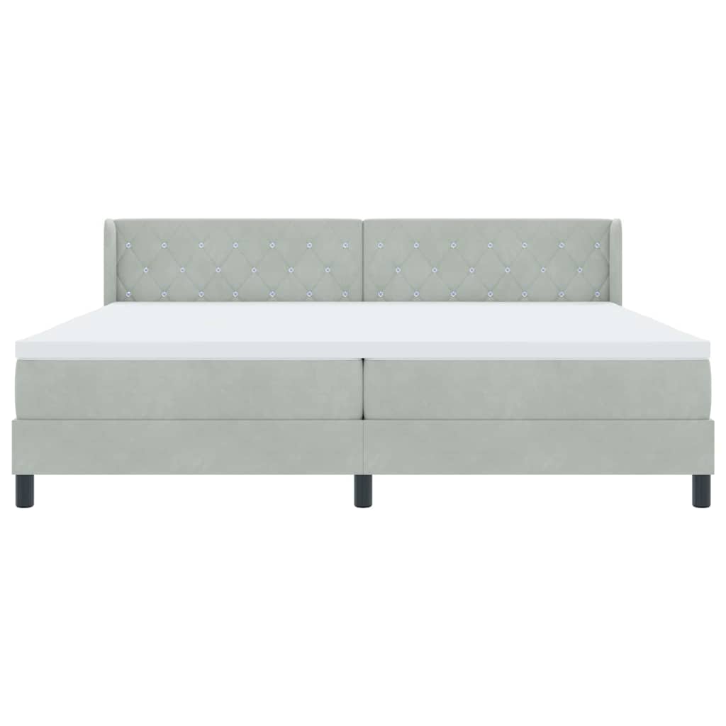 vidaXL Κρεβάτι με ελατήρια Ανοιχτό γκρι 200 x 200 cm Βελούδο