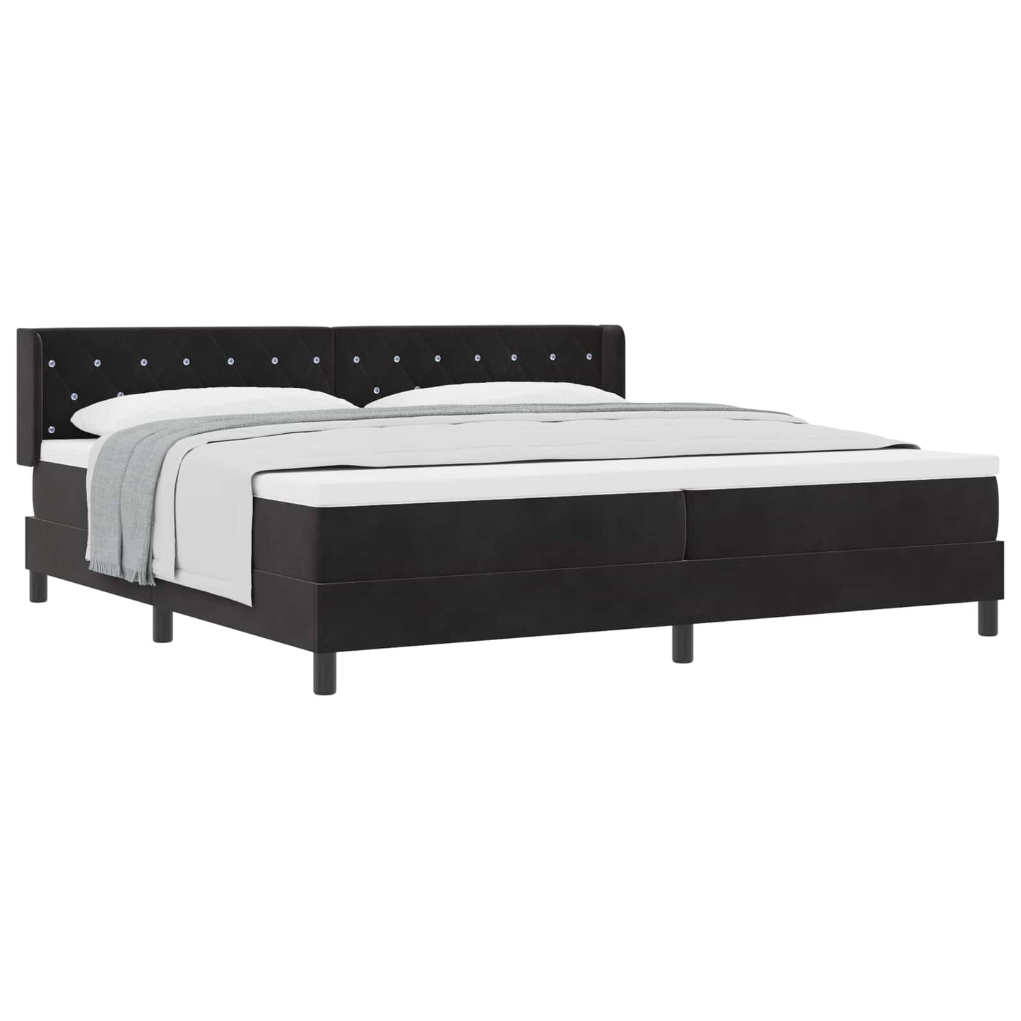 vidaXL Κρεβάτι με ελατήρια με κεφαλάρι Μαύρο 200 x 200 cm Βελούδο