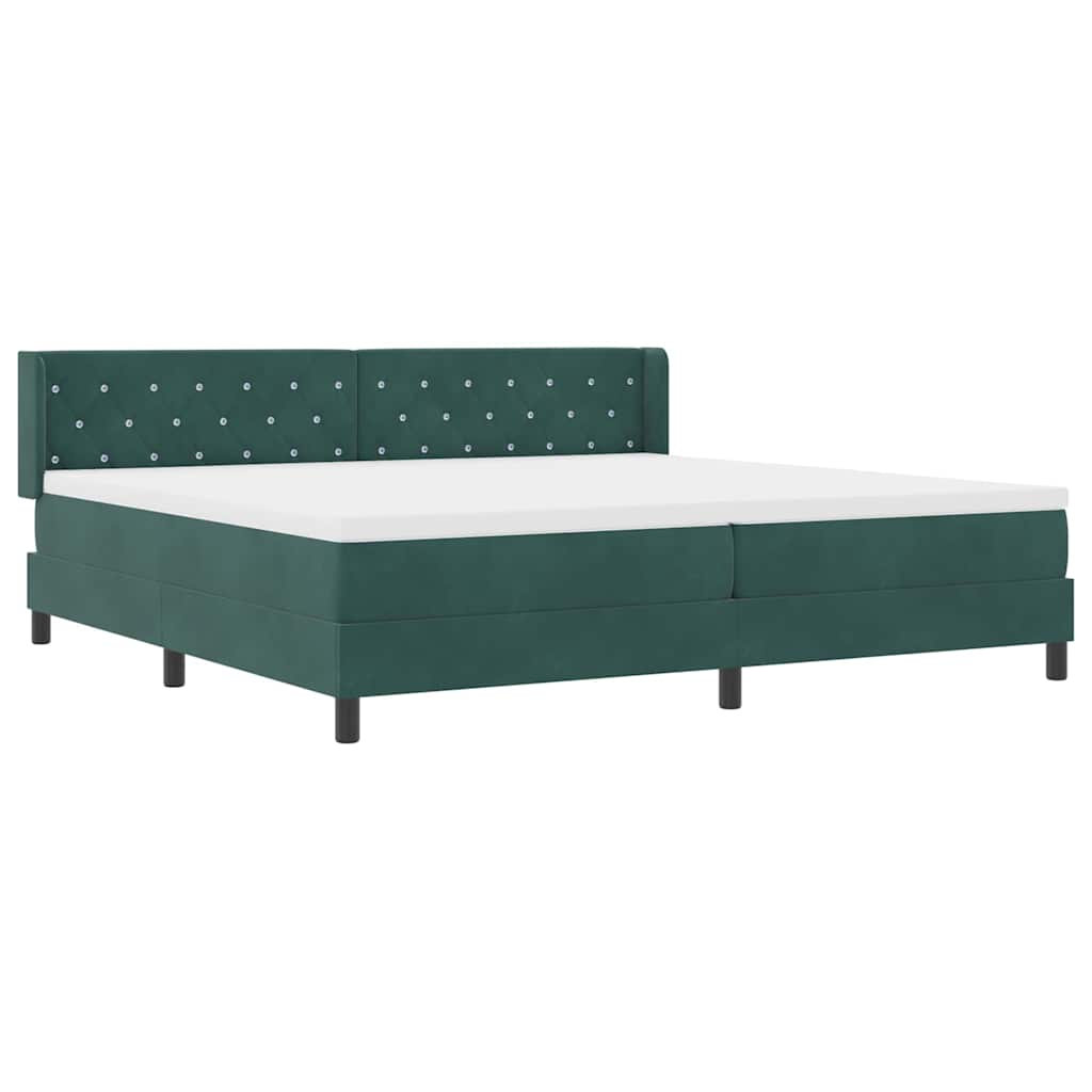 vidaXL Κρεβάτι με ελατήρια Σκούρο Πράσινο 200 x 200 cm Βελούδο