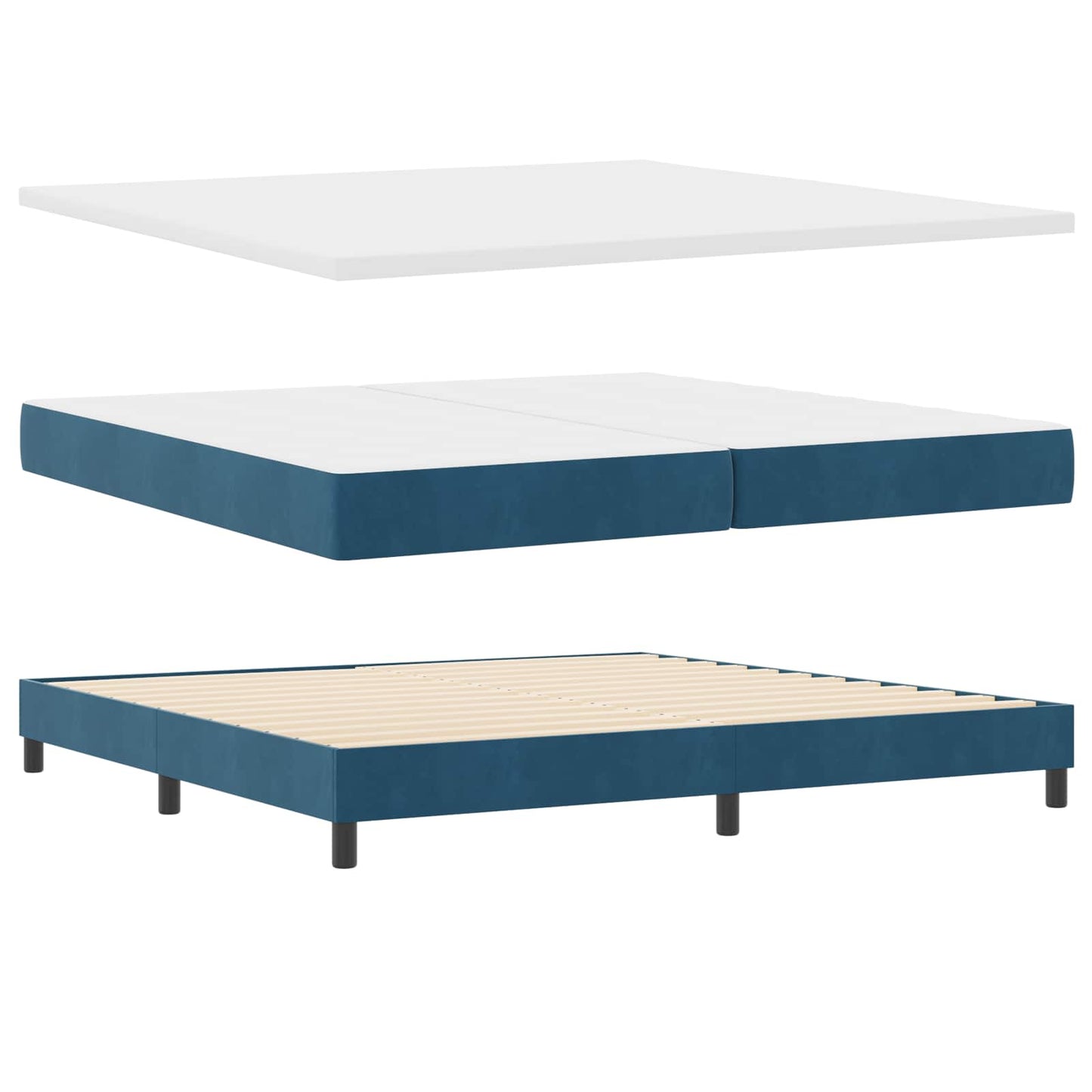vidaXL Κρεβάτι με ελατήρια Σκούρο Μπλε 200 x 200 cm Βελούδο