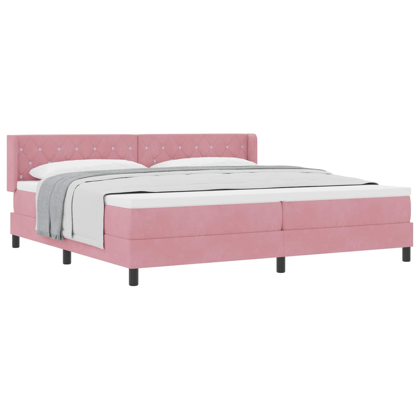 vidaXL Κρεβάτι με ελατήρια με κεφαλάρι Ροζ 200 x 200 cm Βελούδο