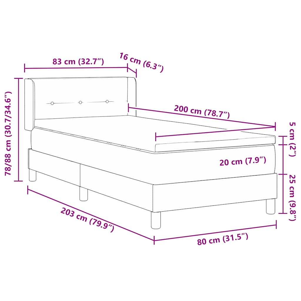 vidaXL Κρεβάτι με ελατήρια Σκούρο Πράσινο 200 x 80 εκατοστά Βελούδο