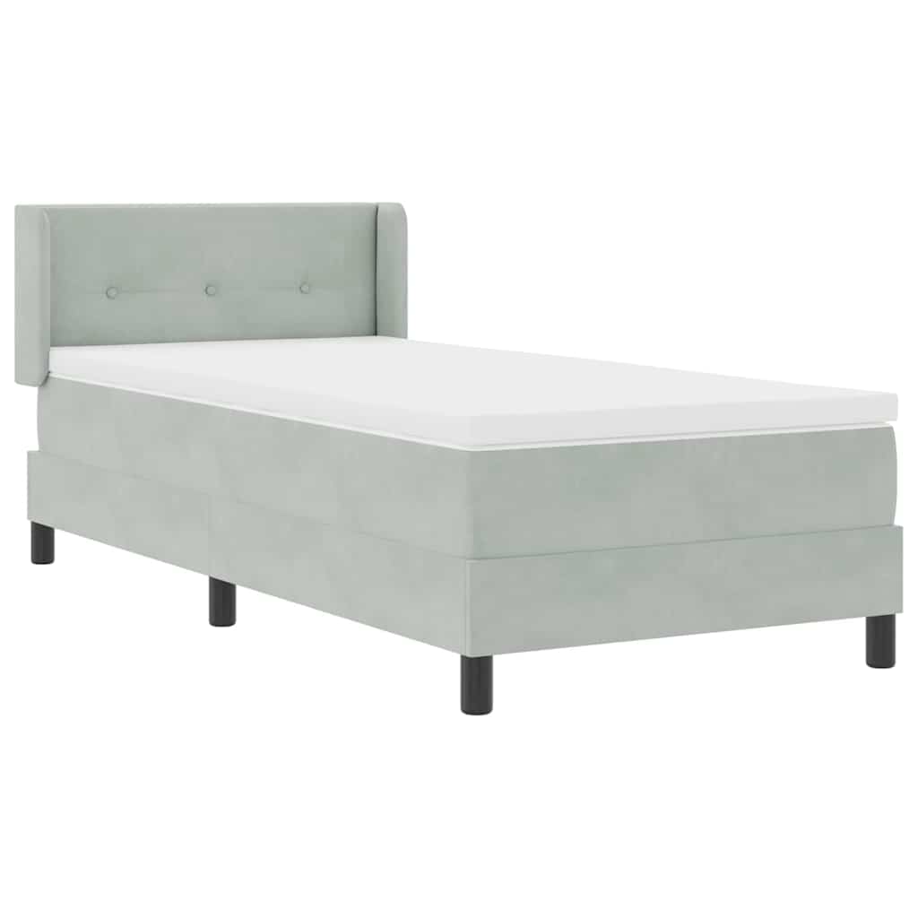 Κρεβάτι με Στρώμα Box Spring vidaXL Ανοιχτό Γκρι 90x190 εκ. Βελούδο