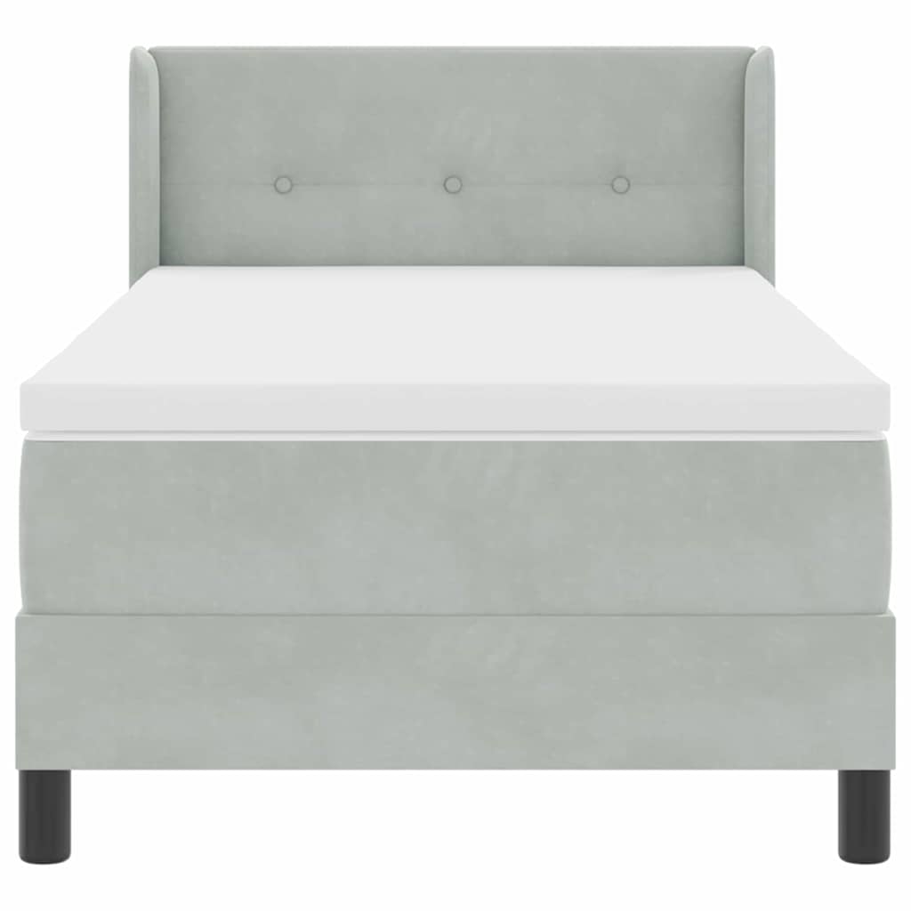 Κρεβάτι με Στρώμα Box Spring vidaXL Ανοιχτό Γκρι 90x190 εκ. Βελούδο