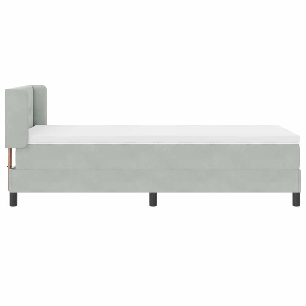 Κρεβάτι με Στρώμα Box Spring vidaXL Ανοιχτό Γκρι 90x190 εκ. Βελούδο
