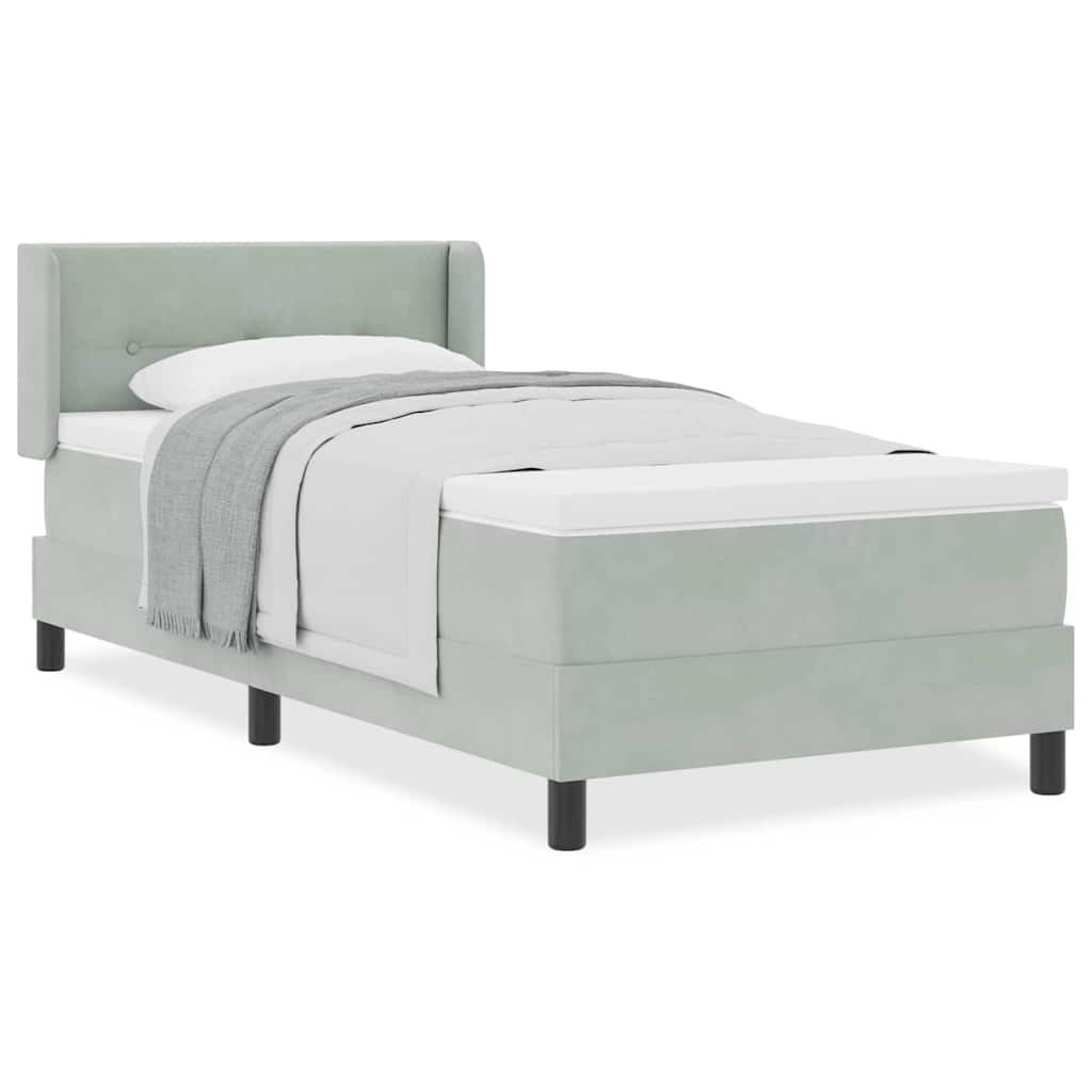Κρεβάτι με Στρώμα Box Spring vidaXL Ανοιχτό Γκρι 90x190 εκ. Βελούδο