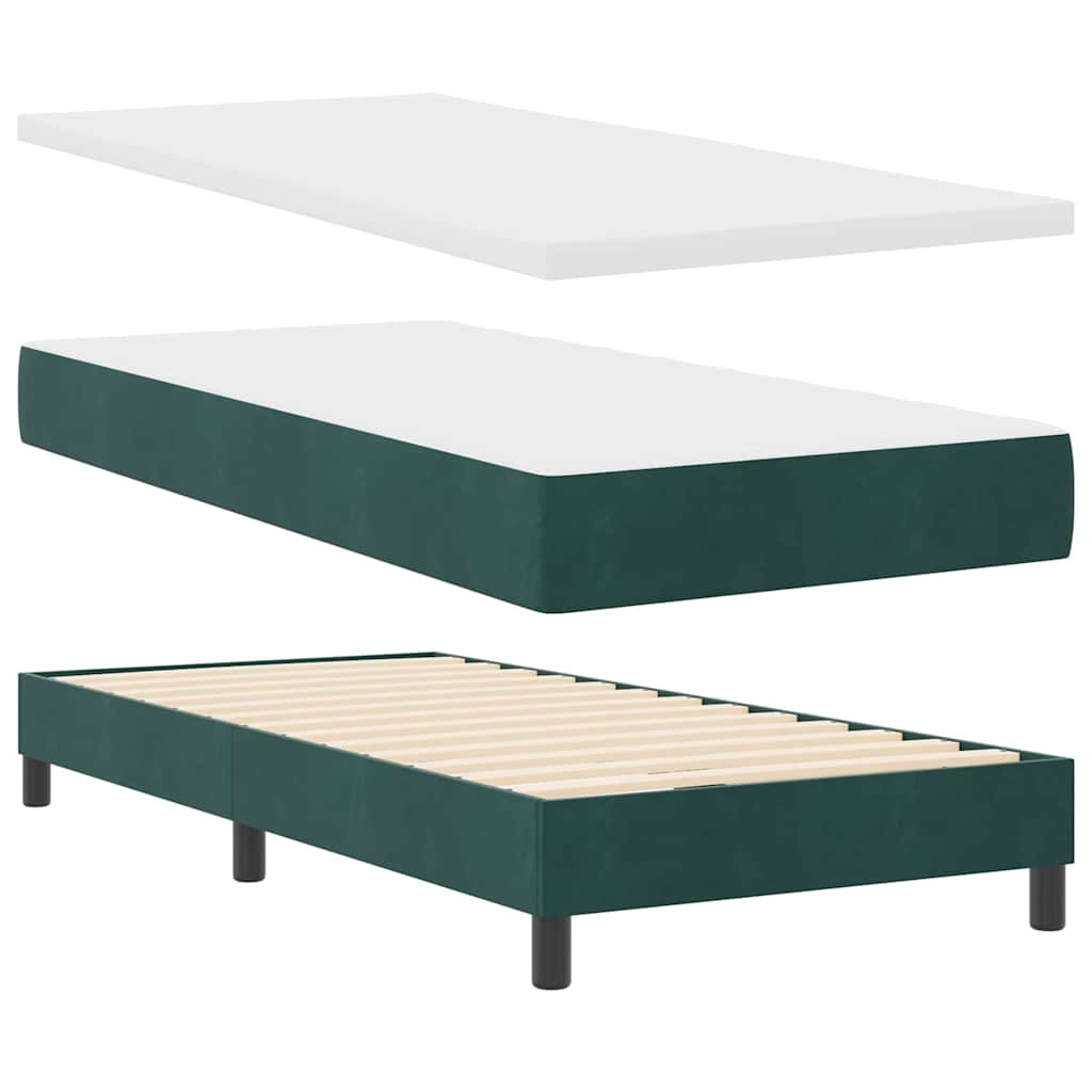 vidaXL Κρεβάτι με ελατήρια Σκούρο Πράσινο 190 x 90 cm Βελούδο