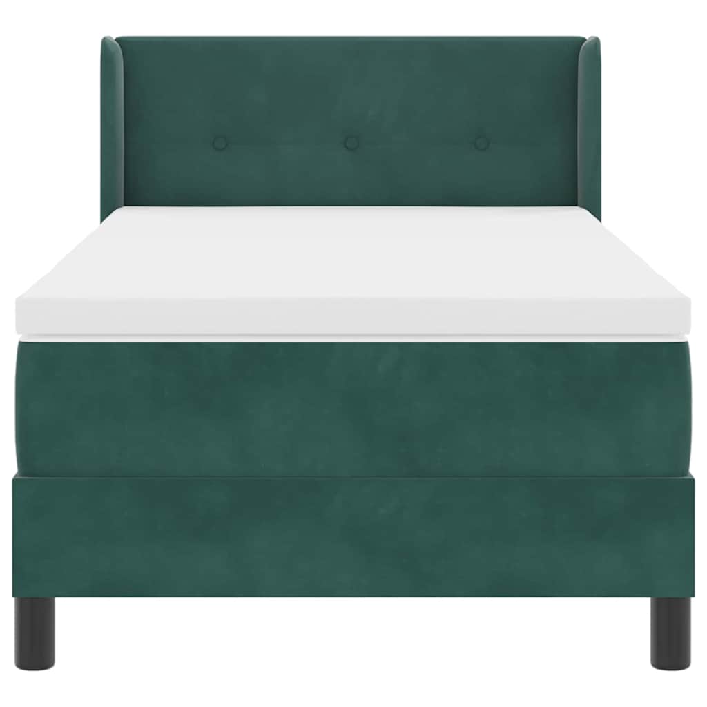 vidaXL Κρεβάτι με ελατήρια Σκούρο Πράσινο 190 x 90 cm Βελούδο