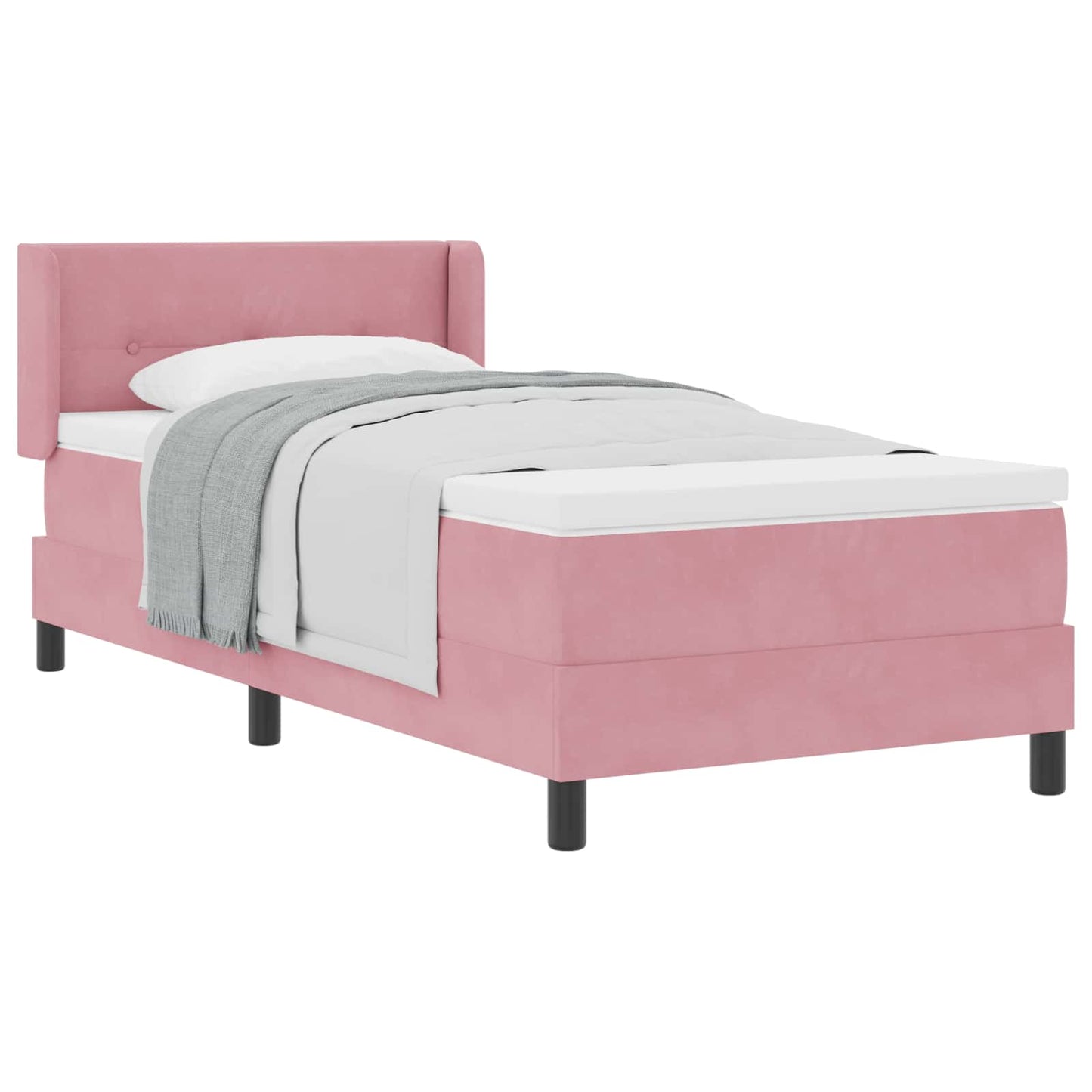 vidaXL Κρεβάτι με ελατήρια με κεφαλάρι Ροζ 190 x 90 cm Βελούδο