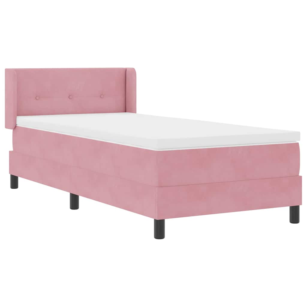 vidaXL Κρεβάτι με ελατήρια με κεφαλάρι Ροζ 190 x 90 cm Βελούδο
