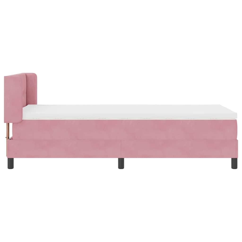 vidaXL Κρεβάτι με ελατήρια με κεφαλάρι Ροζ 190 x 90 cm Βελούδο