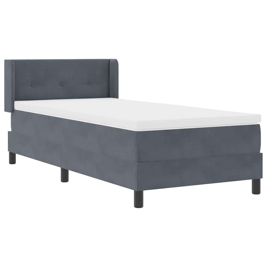 Κρεβάτι Box Spring με στρώμα vidaXL Γκρι 90x200 εκ Βελούδο