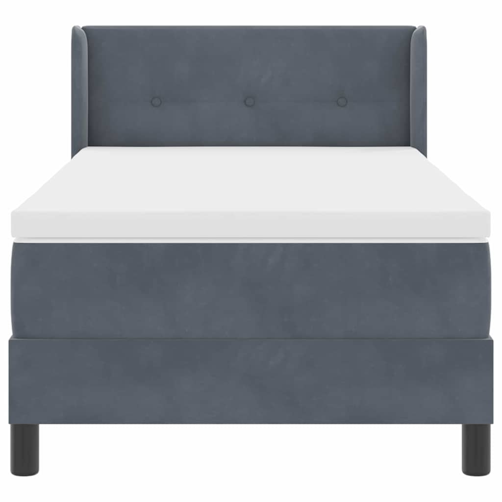 Κρεβάτι Box Spring με στρώμα vidaXL Γκρι 90x200 εκ Βελούδο