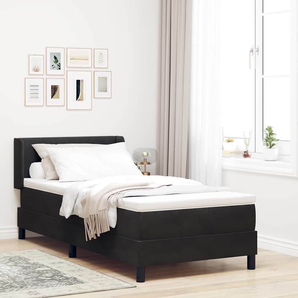 vidaXL Κρεβάτι με ελατήρια με στρώμα Μαύρο 200 x 100 cm Βελούδο