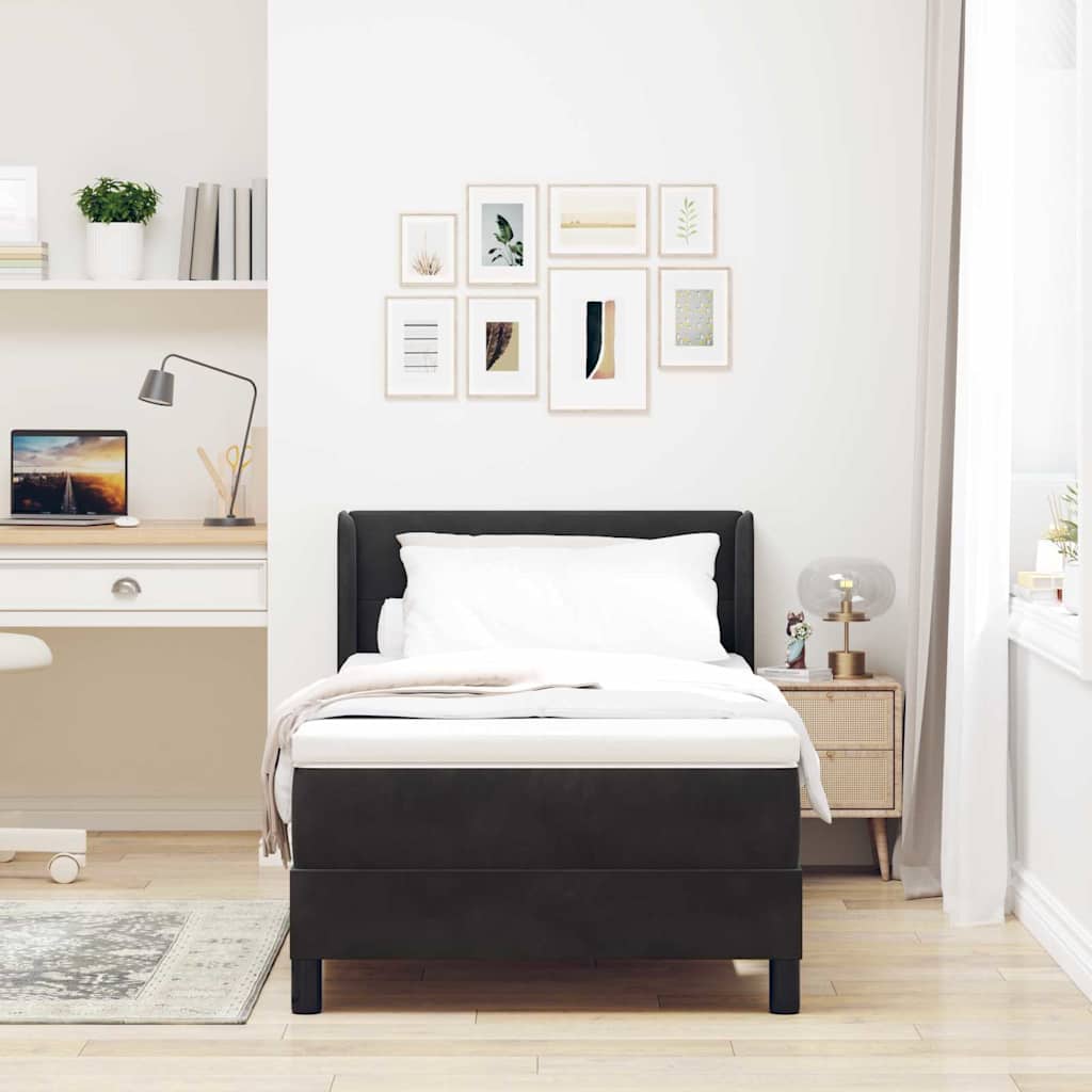 vidaXL Κρεβάτι με ελατήρια με στρώμα Μαύρο 200 x 100 cm Βελούδο