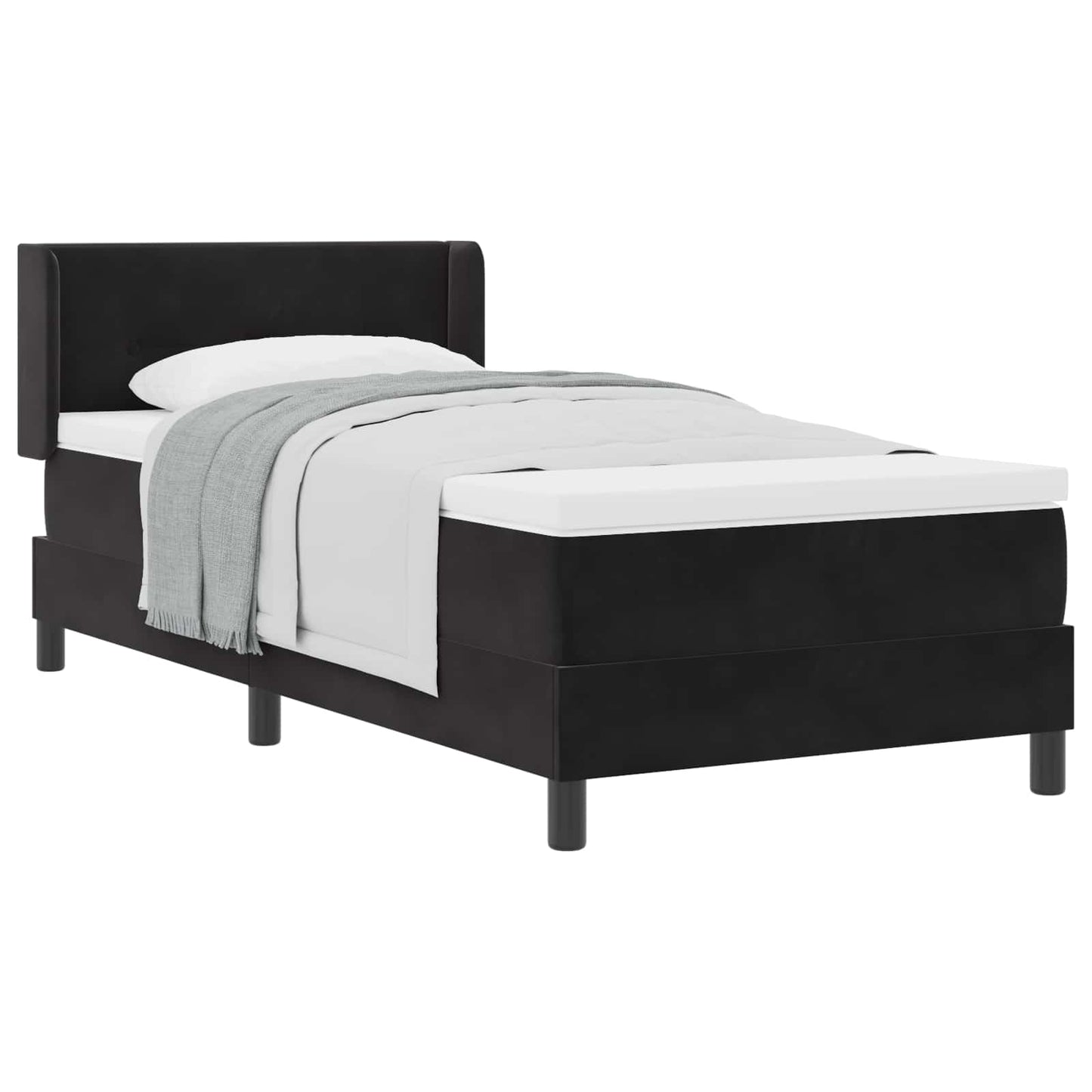 vidaXL Κρεβάτι με ελατήρια με στρώμα Μαύρο 200 x 100 cm Βελούδο