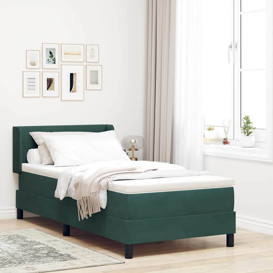 vidaXL Κρεβάτι με ελατήρια Σκούρο Πράσινο 200 x 100 cm Βελούδο