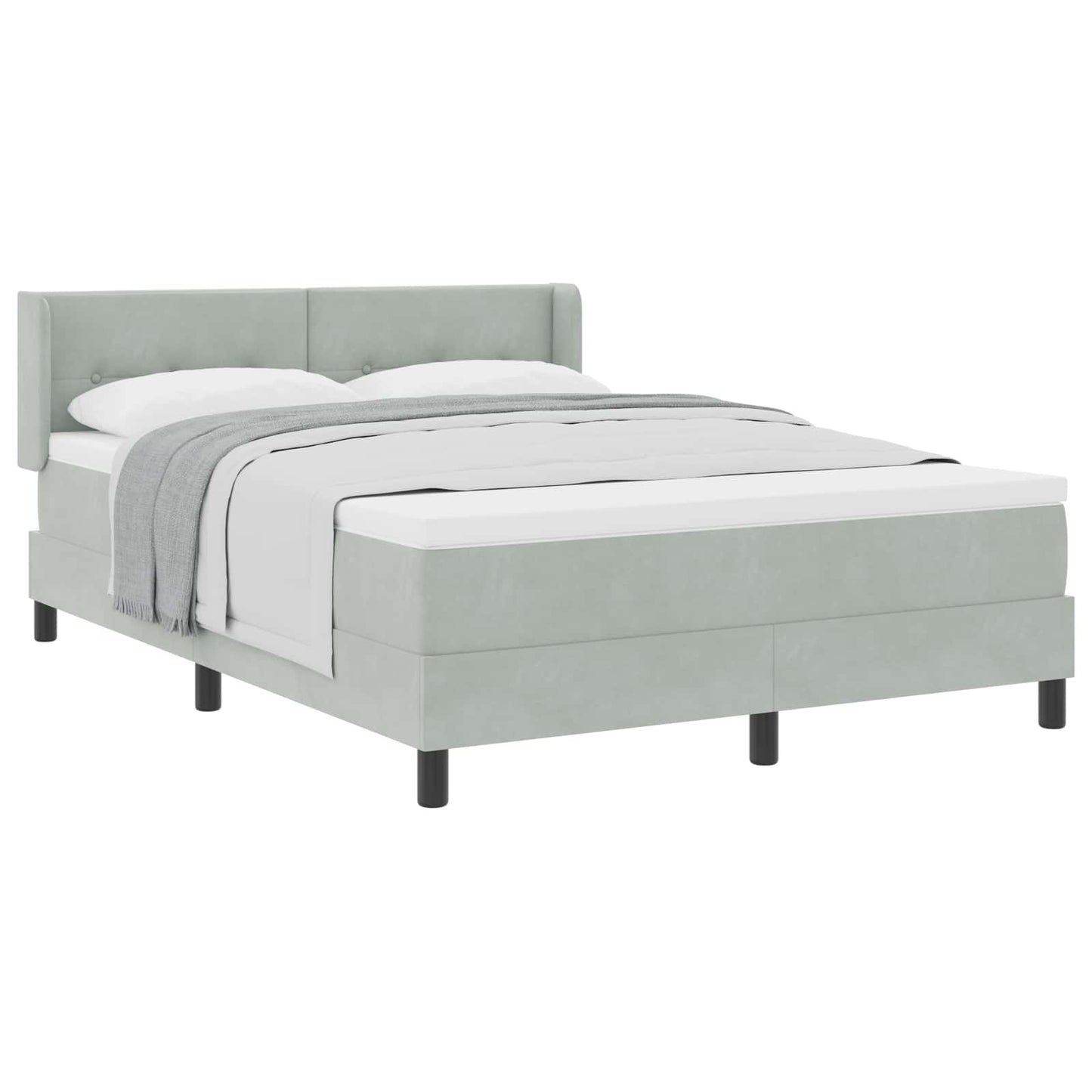 vidaXL Κρεβάτι με ελατήρια με στρώμα Ανοιχτό γκρι 200 x 140 cm Βελούδο