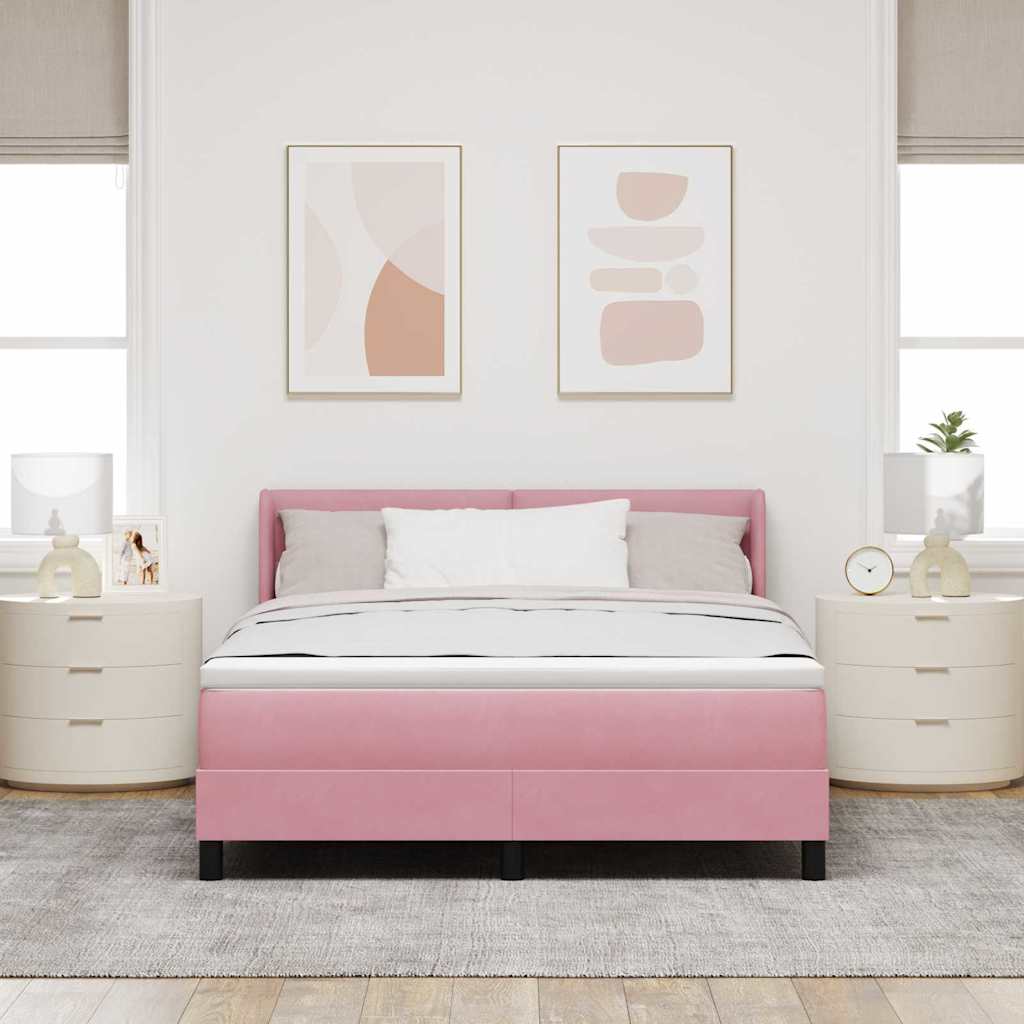 vidaXL Κρεβάτι με ελατήρια με κεφαλάρι Ροζ 200 x 140 cm Βελούδο