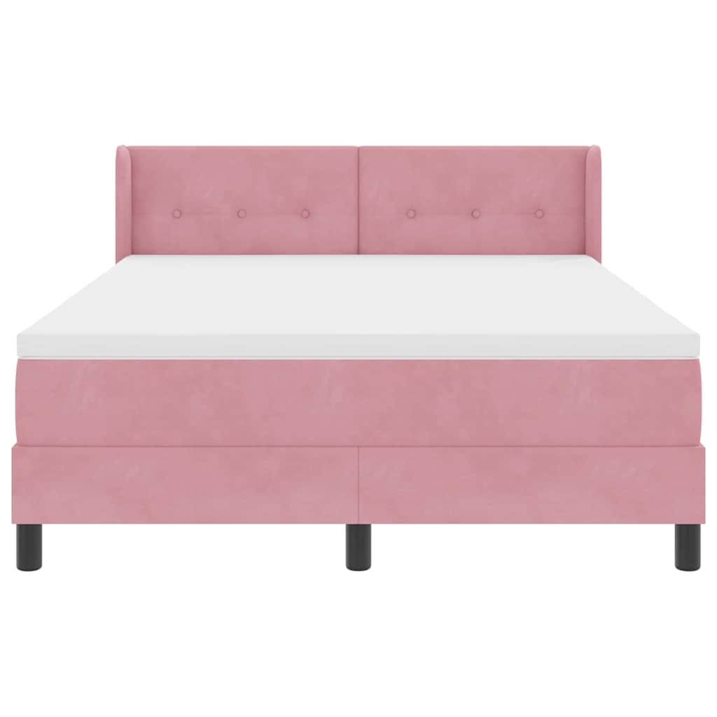 vidaXL Κρεβάτι με ελατήρια με κεφαλάρι Ροζ 200 x 140 cm Βελούδο