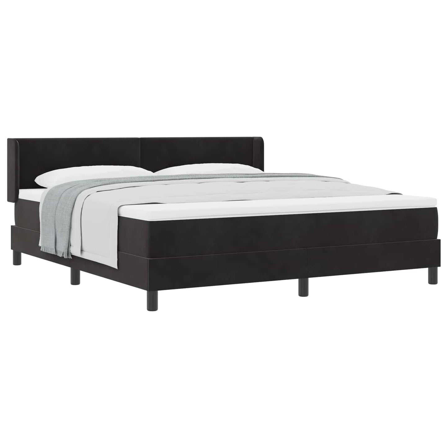 vidaXL Κρεβάτι με ελατήρια με στρώμα Μαύρο 200 x 180 cm Βελούδο