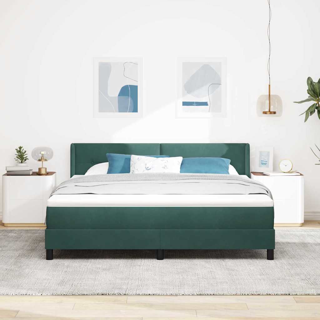 vidaXL Κρεβάτι με ελατήρια Σκούρο Πράσινο 200 x 180 cm Βελούδο