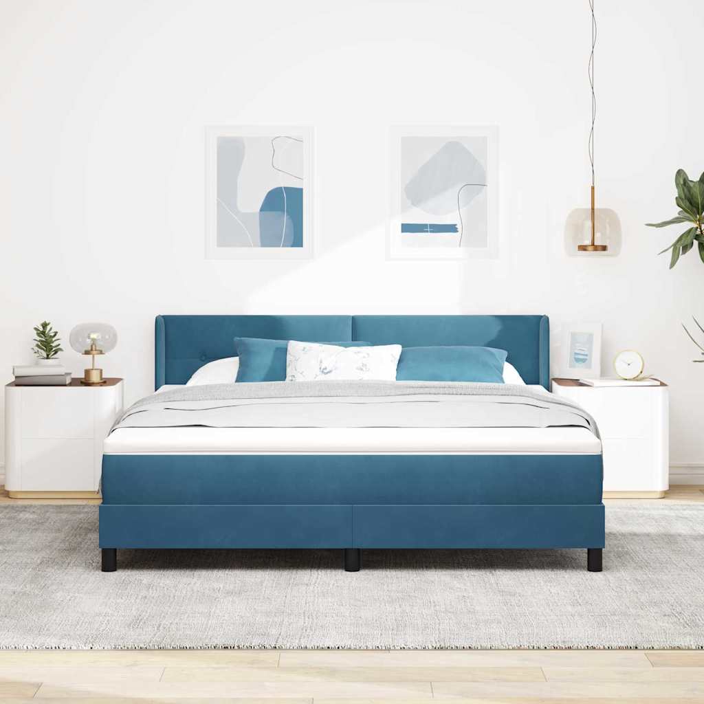 vidaXL Κρεβάτι με ελατήρια Σκούρο Μπλε 200 x 180 cm Βελούδο