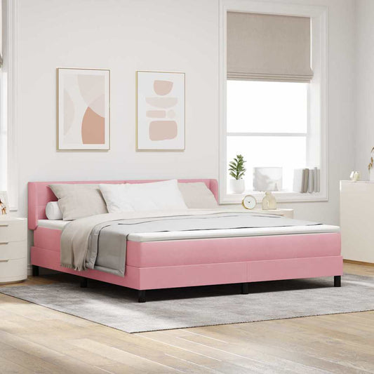 vidaXL Κρεβάτι με ελατήρια με κεφαλάρι Ροζ 200 x 180 cm Βελούδο