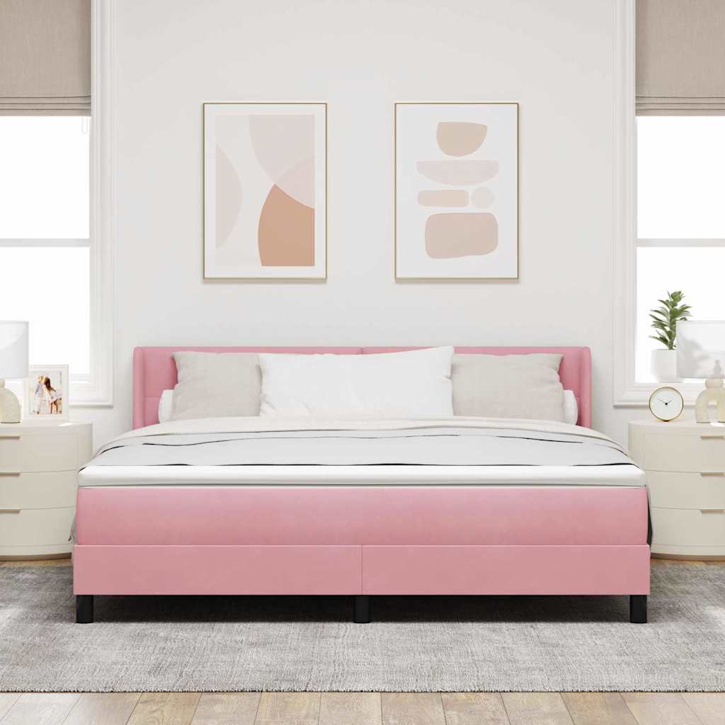 vidaXL Κρεβάτι με ελατήρια με κεφαλάρι Ροζ 200 x 180 cm Βελούδο