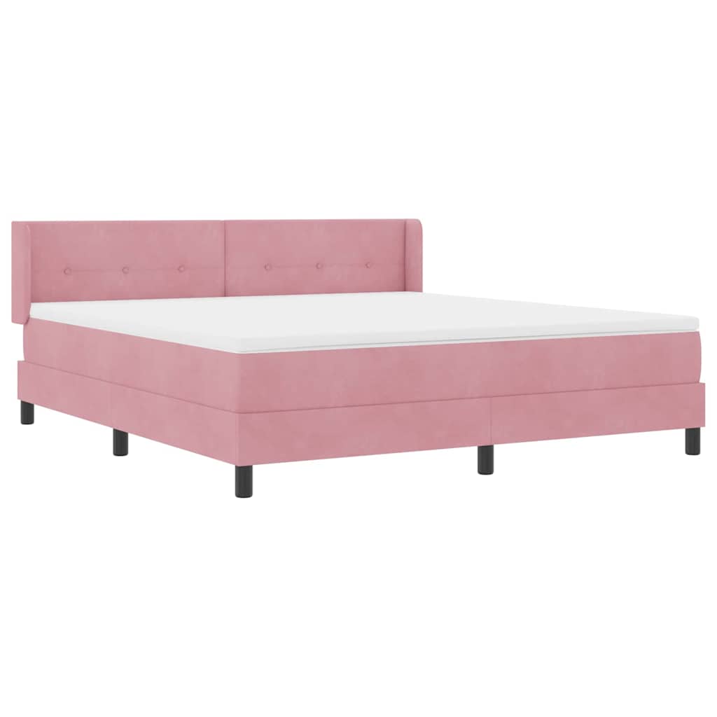 vidaXL Κρεβάτι με ελατήρια με κεφαλάρι Ροζ 200 x 180 cm Βελούδο