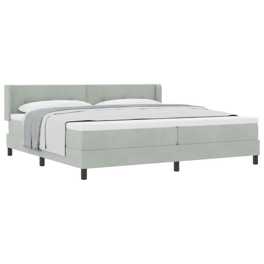 vidaXL Κρεβάτι με ελατήρια Ανοιχτό γκρι 200 x 200 cm Βελούδο