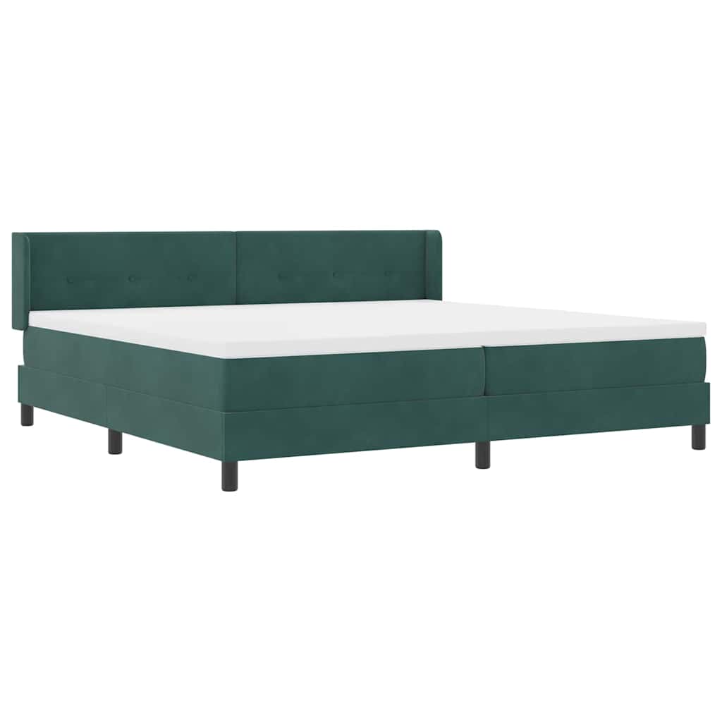 vidaXL Κρεβάτι με ελατήρια Σκούρο Πράσινο 200 x 200 cm Βελούδο
