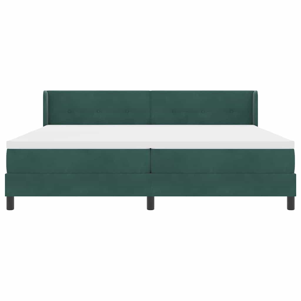vidaXL Κρεβάτι με ελατήρια Σκούρο Πράσινο 200 x 200 cm Βελούδο