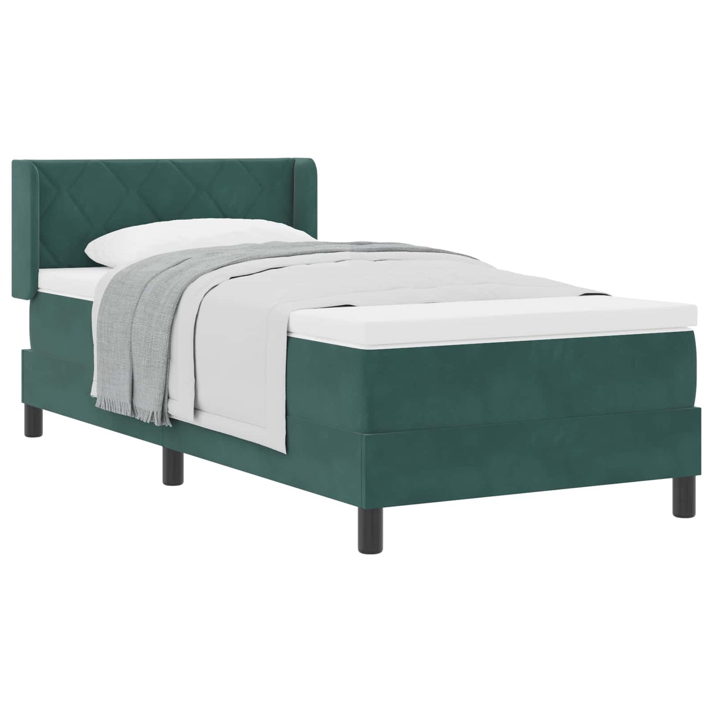 vidaXL Κρεβάτι με ελατήρια Σκούρο Πράσινο 190 x 90 cm Βελούδο